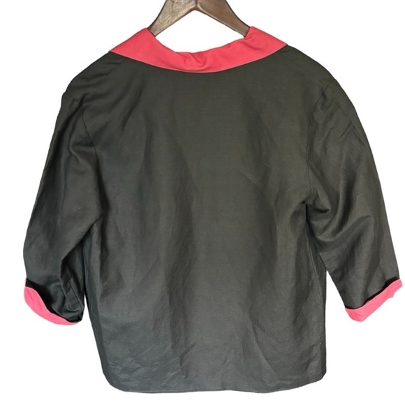 Jennifer Eden Two Piece Linen Like Black & Pink Blazer & Sleeveless Top Size 6 - Picture 5 of 15